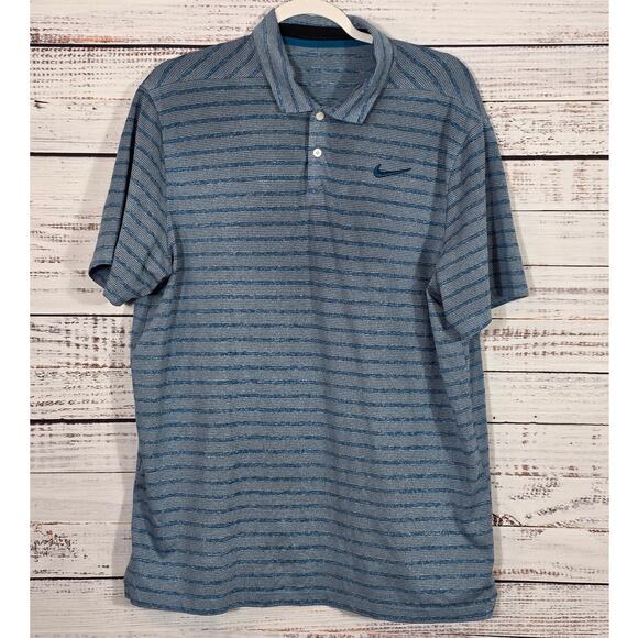 Nike Men's size Large blue and teal Dri Fit Athletic Polo Shirt - Picture 1 of 5